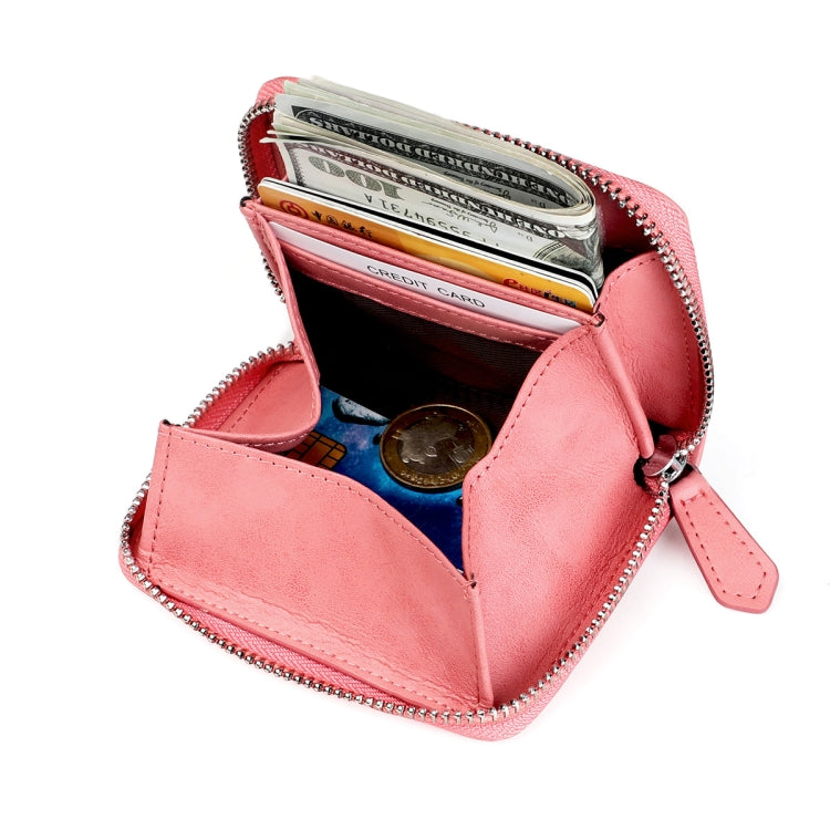 RFID Anti-Theft Zipper Leather Coin Purse
