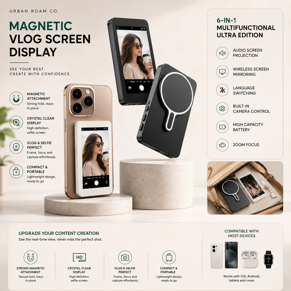 Magnetic Vlog Screen Phone Display