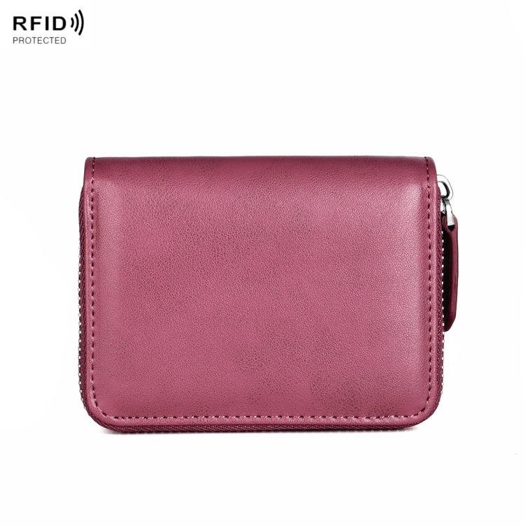 RFID Anti-Theft Zipper Leather Coin Purse