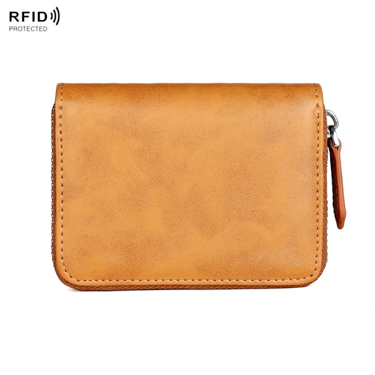 RFID Anti-Theft Zipper Leather Coin Purse