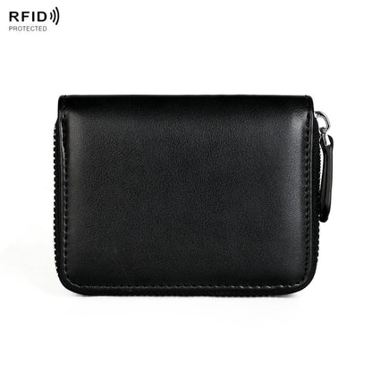 RFID Anti-Theft Zipper Leather Coin Purse