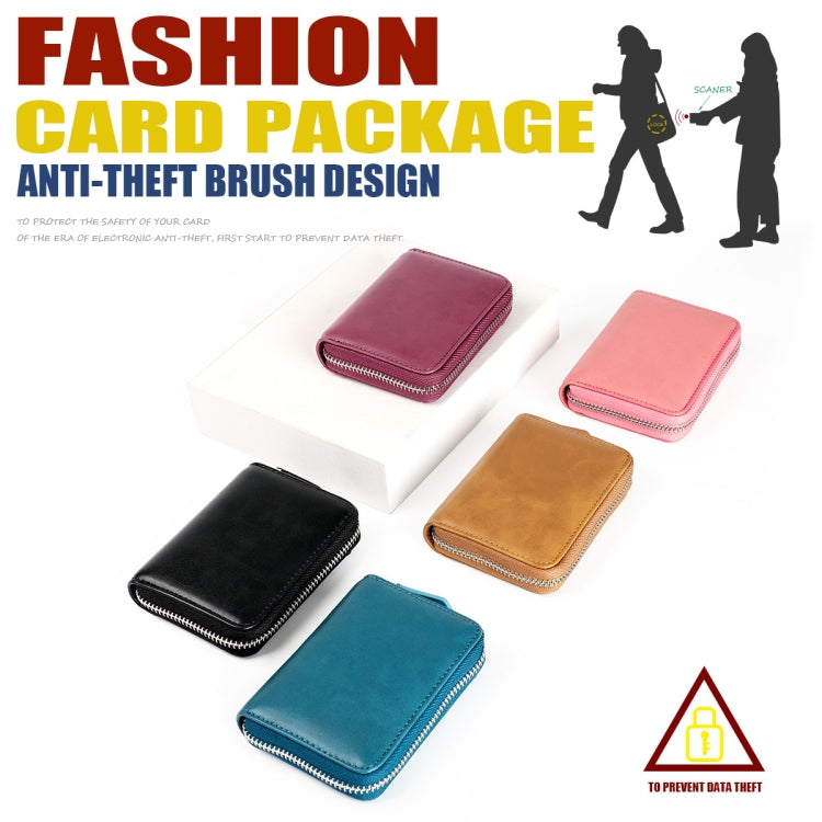RFID Anti-theft Zipper Leather Coin Purse Coin Storage Bag