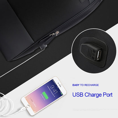 Bopai 751-006881 Business Anti-theft Waterproof Large Capacity Double Shoulder Bag,with USB Charging Port, Size: 30x14x44cm, 751-006881