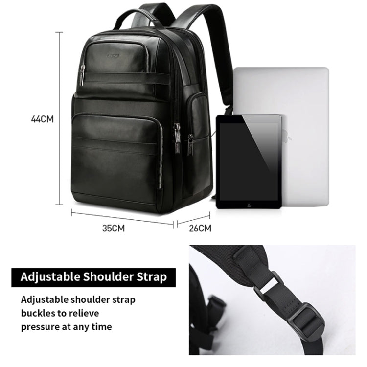 Bopai 851-019811 Large Capacity Anti-theft Waterproof Leathar Backpack Laptop Tablet Bag for 15.6 inch and Below, with USB Charging Port, 851-019811