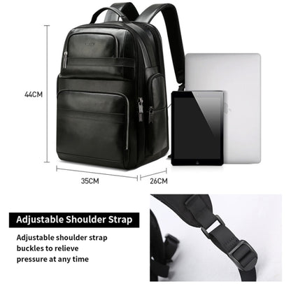 Bopai 851-019811 Large Capacity Anti-theft Waterproof Leathar Backpack Laptop Tablet Bag for 15.6 inch and Below, with USB Charging Port, 851-019811