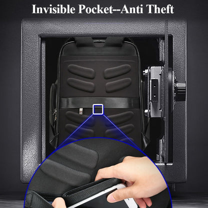Bopai 851-019811 Large Capacity Anti-theft Waterproof Leathar Backpack Laptop Tablet Bag for 15.6 inch and Below, with USB Charging Port, 851-019811