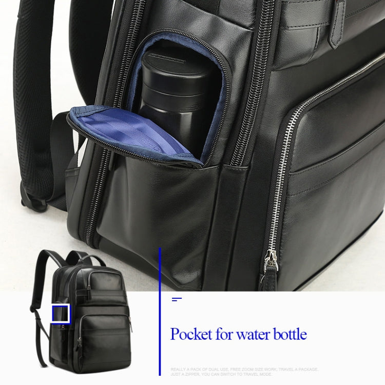 Bopai 851-019811 Large Capacity Anti-theft Waterproof Leathar Backpack Laptop Tablet Bag for 15.6 inch and Below, with USB Charging Port, 851-019811