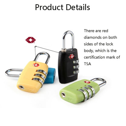 Customs Luggage Lock Overseas Travel Luggage Zipper Lock Plastic TSA Code Lock, Black, Red, Blue, Green, Rose Red, Yellow, Dark Blue
