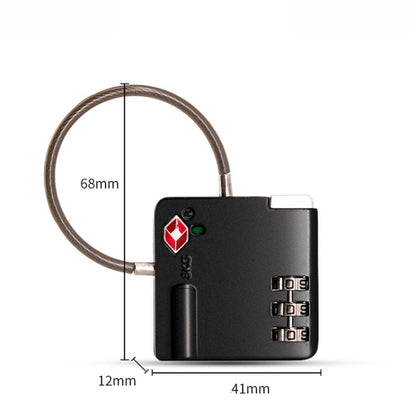 TSA Customs Combination Lock Anti-Theft Wire Padlock, Black, Silver, Red