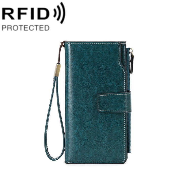 1669 RFID Anti-magnetic Anti-theft Retro Long Wallet Card Holder Document Bag, Red Wine, Peacock Blue, Midnight Black, Retro Brown, Lotus Color, Ancient Yellow