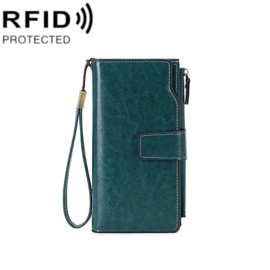 1669 RFID Anti-magnetic Anti-theft Retro Long Wallet Card Holder Document Bag, Red Wine, Peacock Blue, Midnight Black, Retro Brown, Lotus Color, Ancient Yellow
