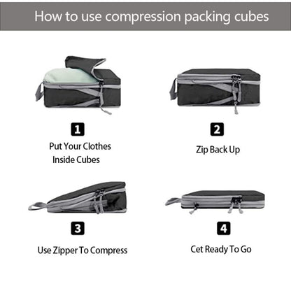 9 In 1  Compression Packing Cubes Expandable Travel Bags Luggage Organizer, 9 In 1