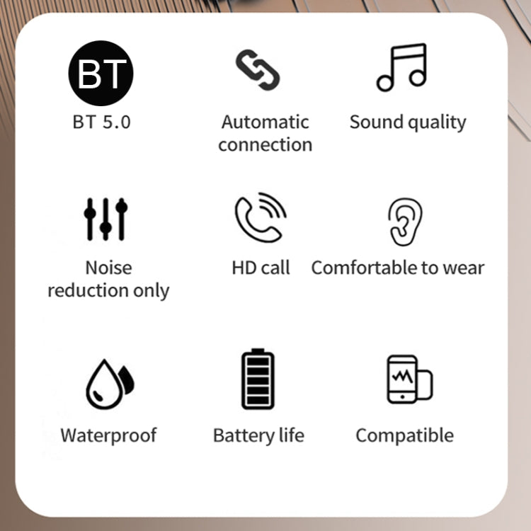 TWS Ear-Mounted LED Digital Display Noise Reduction Bluetooth Earphones With Power Bank Function