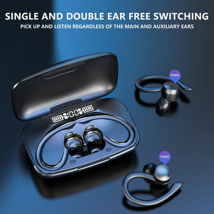 TWS Ear-Mounted LED Digital Display Noise Reduction Bluetooth Earphones With Power Bank Function