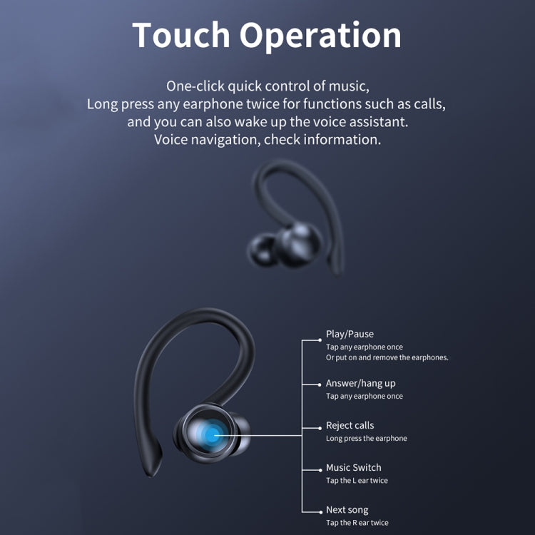 TWS Ear-Mounted LED Digital Display Noise Reduction Bluetooth Earphones With Power Bank Function