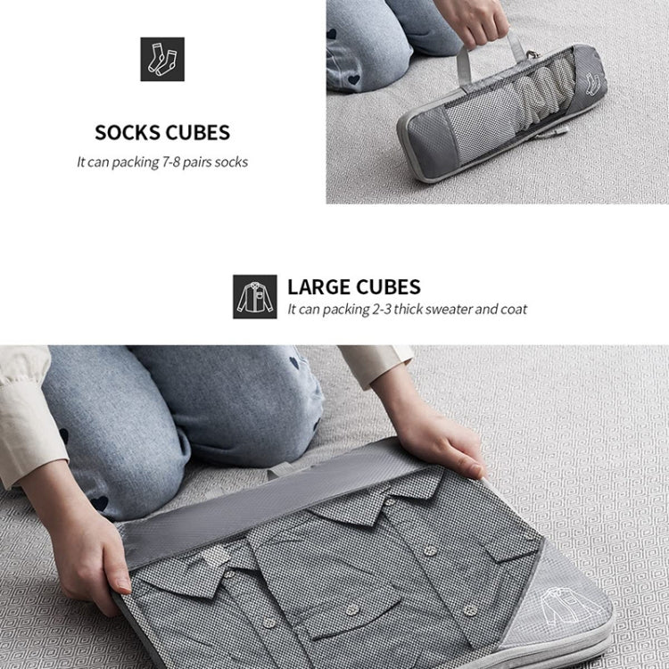 6 In 1 Compression Mesh Travel Cubes Clothes Underwear Packing Bags, 6 In 1