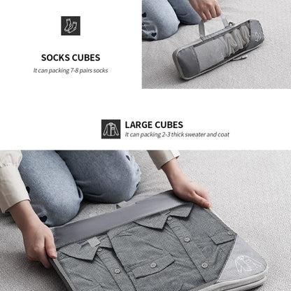 6 In 1 Compression Mesh Travel Cubes Clothes Underwear Packing Bags, 6 In 1