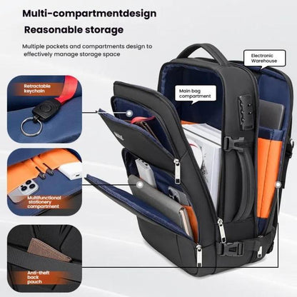 Wiersaam Men Anti-Theft Business Laptop Backpack 15.6 Inch Computer Bag With USB & Type-C Charging Ports, WA338353  Gray