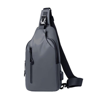 Men Anti-theft Chest Bag Water-Resistant Outdoor Sling Backpack with USB Charging Port