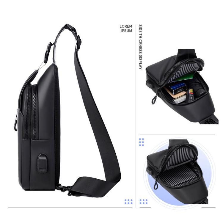 Men Anti-theft Chest Bag Water-Resistant Outdoor Sling Backpack with USB Charging Port