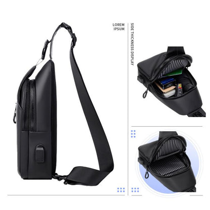 Men Anti-theft Chest Bag Water-Resistant Outdoor Sling Backpack with USB Charging Port