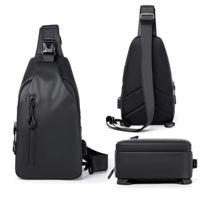 Men Anti-theft Chest Bag Water-Resistant Outdoor Sling Backpack with USB Charging Port